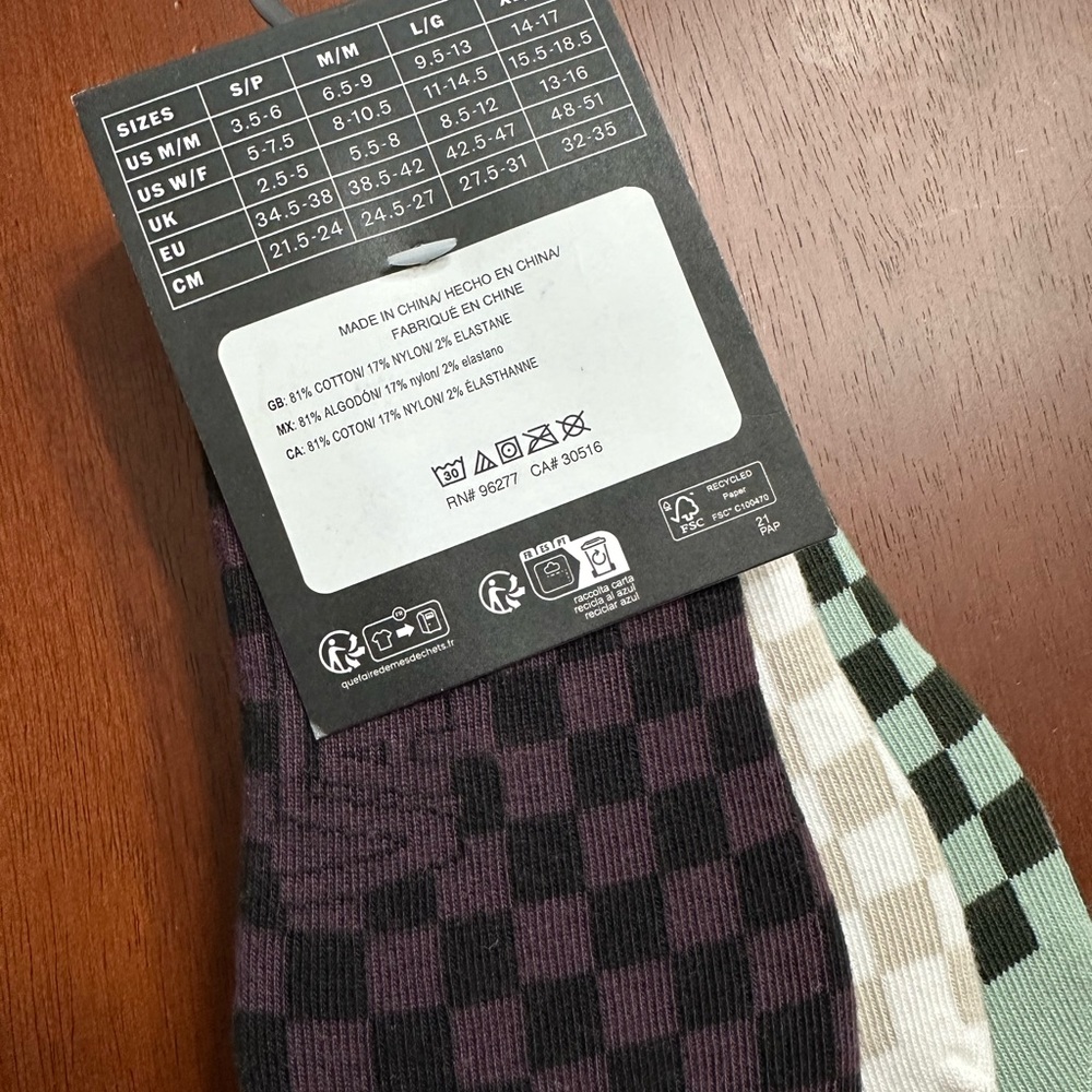 Vans 3-Pack Checkerboard No-Show Socks - Mint, Cream, Purple M/M - Picture 4 of 4